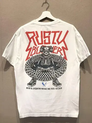 USA 제작 RUSTY 반팔 양면 프린트 티셔츠 L 사이즈 싱글 스티치