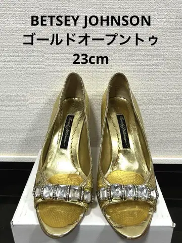 BETSEY JOHNSON 비쥬 장식 골드 오픈토 힐