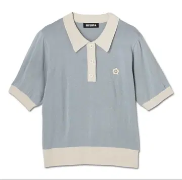MARY QUANT 바이컬러 데이지 폴로 풀오버 반팔 니트
