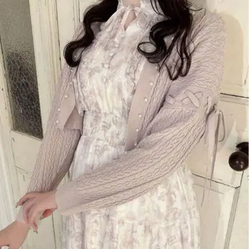 evelyn 라메 프릴 꽃무늬 OP 롱 핑크