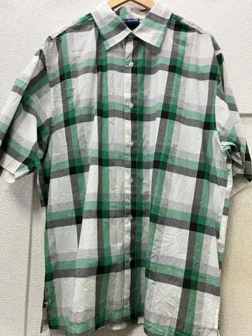 BLUEZ 반팔 체크 셔츠 그린 계열 2XL
