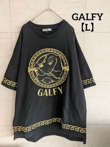 GALFY 갈피 골드 자수 로고 티셔츠 중형견 L 블랙