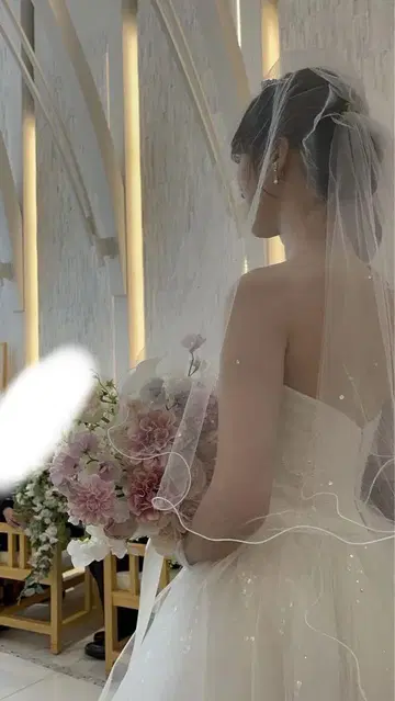 라라샹스 2단 롱 웨딩 베일 HMA003