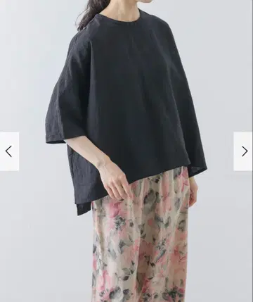 카구레 린넨 크루넥 하프 슬리브