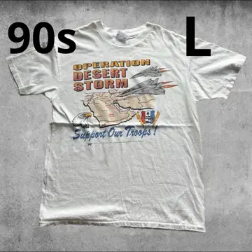90s DESERT STORM Hanes beefy White L