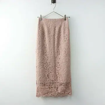 핑크 베이지 레이스 타이트 스커트