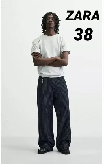 ZARA 스트라이프 패턴 릴랙스 핏 팬츠 38