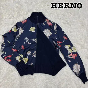 [컨디션 최상] 헤르노 Herno 실크 꽃무늬 자켓 블루종 네이비 824