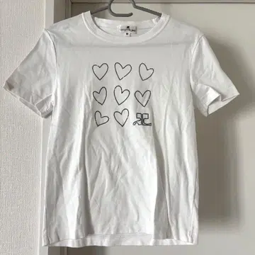 하트 로고 T셔츠 큐빅 화이트