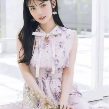 tocco closet 리본 허리 셔링 플라워 플리츠 원피스