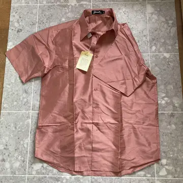 고급 태국 실크 100% 반팔 넉넉한 셔츠 XL size 손직조