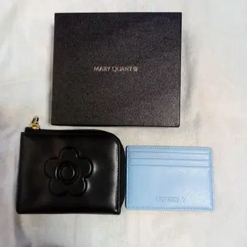 MARY QUANT 블랙 지퍼 지갑과 카드 케이스