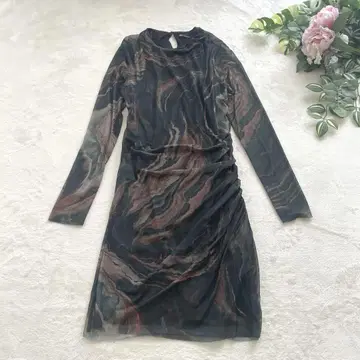 새상품급 빅 사이즈 XXL ZARA 자라 프린트 패턴 튤 원피스
