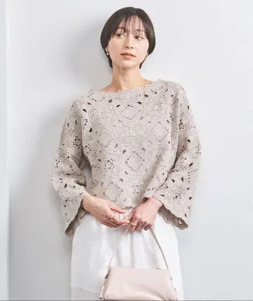 UNITED ARROWS 크로시 자수 니트 풀오버