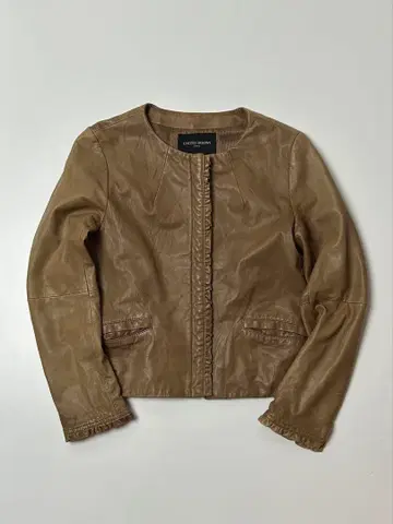 UNITED ARROWS 브라운 싱글 라이더 재킷 프릴 36