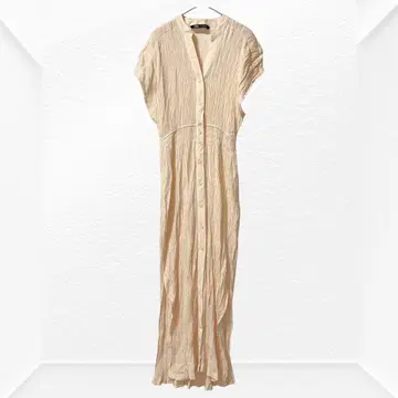 1371 ZARA 자라 롱 원피스 프렌치 슬리브 주름 가공