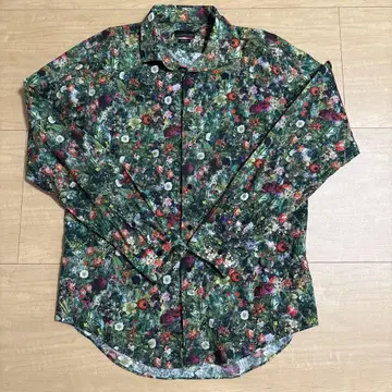 ZARA MEN 꽃무늬 긴팔 셔츠 XL 슬림핏 올 패턴