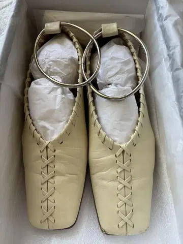 Jil Sander 메탈 발찌 발레리나 아이보리 실버 금장 장식