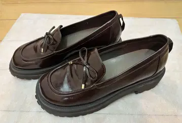 Le Talon 리본 로퍼 통굽 23.5cm 다크 브라운 가죽