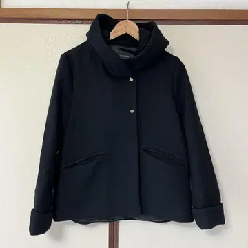 ZARA 울 혼방 후드 코트 블랙 L 사이즈