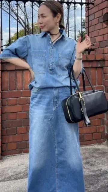 택 포함 CHIC STYLE 데님 롱 스커트 정가 10000엔