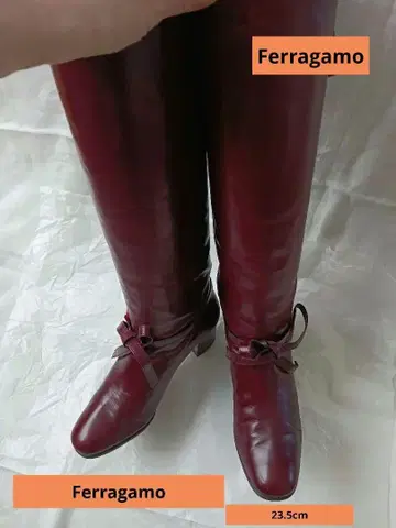 페라가모 롱 부츠 와인색 23.5cm