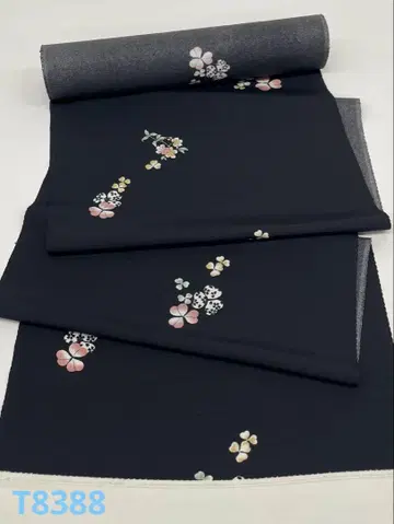코몬 톤보 패턴 세잎클로버 블랙 컬러 순수 실크 옷감