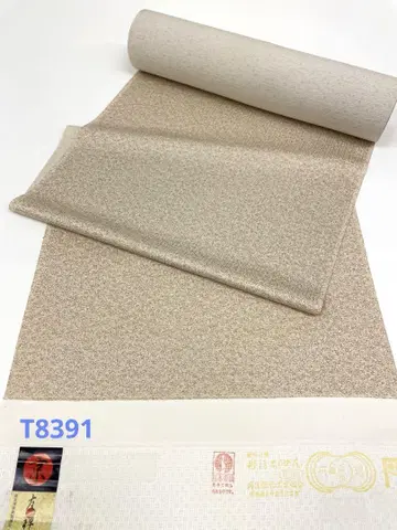 코몬 교유젠 남천 무늬 문양 의장 화이트 브라운 순수 실크 옷감