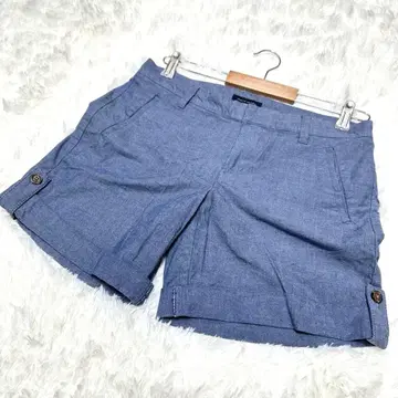 타미힐피거 TOMMY 파랑 린넨풍 숏팬츠 버튼 부착 플레이트
