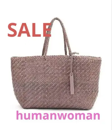 humanwoman 염소 가죽 그레이 바스켓 백