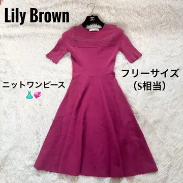 Lily Brown 릴리 브라운 니트 반팔 원피스 핑크 프리 S