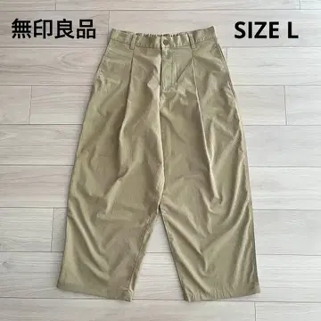 무인양품 발수 스트레치 치노 턱 와이드 팬츠 L