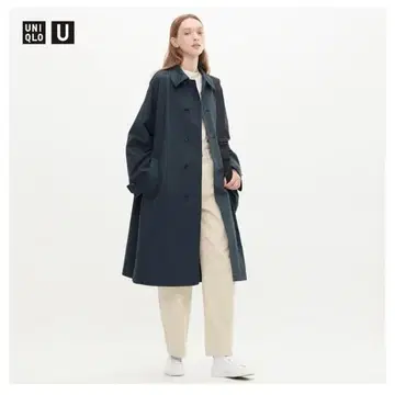 [ 유니클로 U Uniqlo U ] 스텐 칼라 롱 코트 네이비