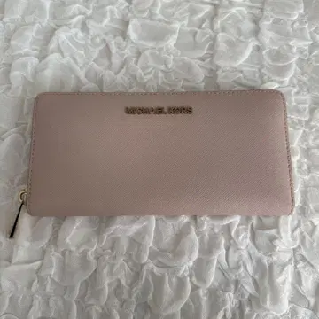MICHAEL KORS 장지갑 핑크 골드 금장 장식 라운드 지퍼