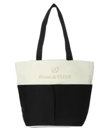 [내일까지 판매] Maison de FLEUR 토트백 화이트/블랙