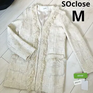 [미사용] 트위드 노카라 자켓 바이컬러 M 디노스 SOclose