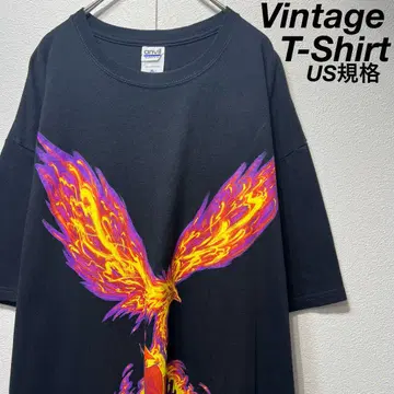 [US 규격] 레어 Vintage Design 프린트 티셔츠 블랙 XL