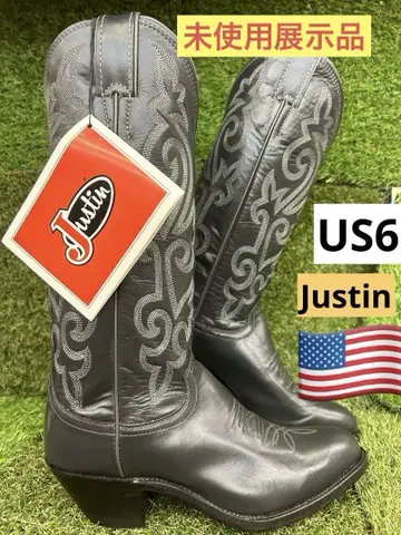 Justin US 6 웨스턴 부츠 미사용 전시품 USA 제작