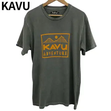 KAVU 아웃도어 프린트 반팔 티셔츠 산 오렌지 로고 둥근넥 M