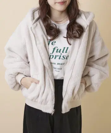 플리스 자켓 보아 자켓 아이보리 브라운