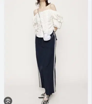 SLY 드로스트 라인 롱 스커트 네이비