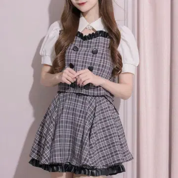 pium 셋업 뷔스티에 레이어드 상의 가죽 프릴 플레어 치마바지