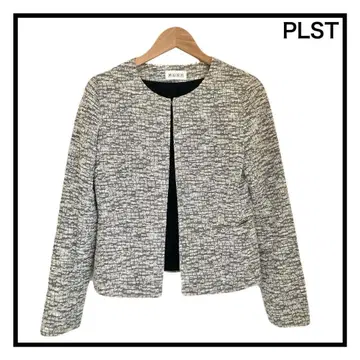PLST 노카라 자켓 트위드 화이트 여성용 긴팔 S