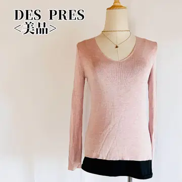 [새상품급] 데프레 DES PRES 핑크 V넥 상의 티셔츠 니트
