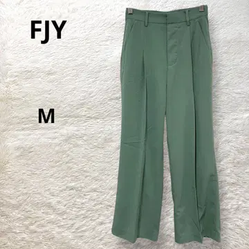에프제이와이 와이드 팬츠 슬랙스 스트레이트 스트레치 그린 M