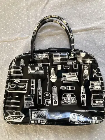 레어 MARY QUANT 화장품 패턴 미니 보스턴 백 블랙