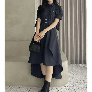 POLO BCS 콜라보 헴 레이어드 셔츠 원피스