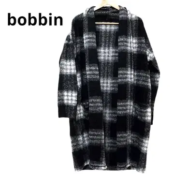 bobbin 보빈 새상품 롱 가디건 아우터 체크 무늬 블랙