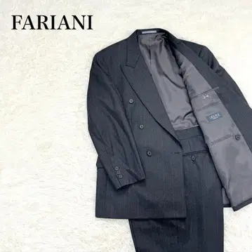 FARIANI 더블 수트 L 울 스트라이프 일본제