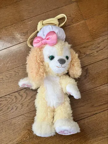 강아지 봉제 인형 핑크 리본 포함